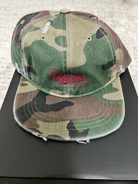 Supreme Camo Cap with Red Script Logo